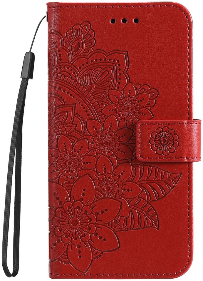 Oppo A98 Hoesje Wallet Flower Book Case Kunstleer Rood afbeelding 9