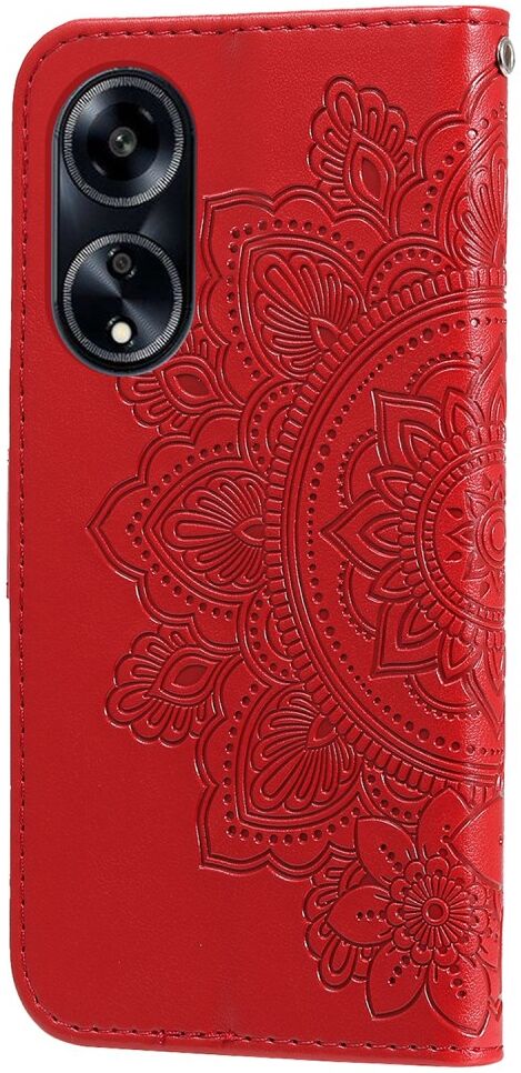 Oppo A98 Hoesje Wallet Flower Book Case Kunstleer Rood afbeelding 10