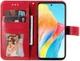 Oppo A98 Hoesje Wallet Flower Book Case Kunstleer Rood afbeelding 2