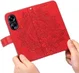 Oppo A98 Hoesje Wallet Flower Book Case Kunstleer Rood afbeelding 12