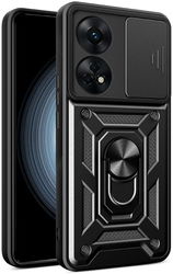 Oppo Reno8 T Hoesje met Camera Slider en Kickstand Ring Zwart afbeelding