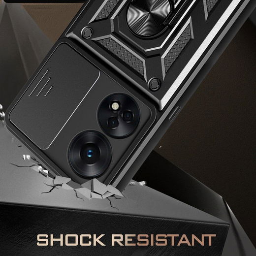 Oppo Reno8 T Hoesje met Camera Slider en Kickstand Ring Rood afbeelding 4