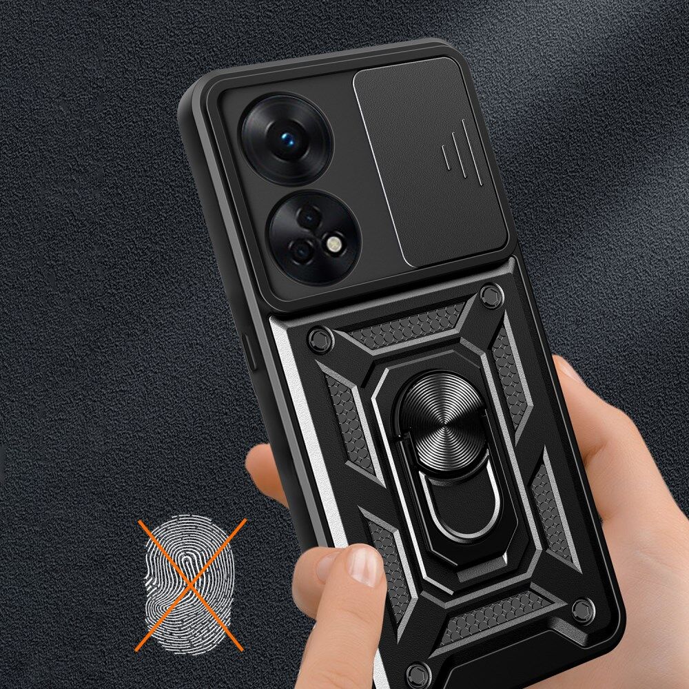Oppo Reno8 T Hoesje met Camera Slider en Kickstand Ring Rood afbeelding 6
