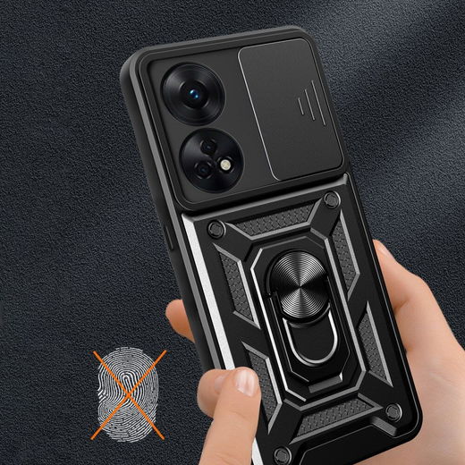 Oppo Reno8 T Hoesje met Camera Slider en Kickstand Ring Rood afbeelding 6