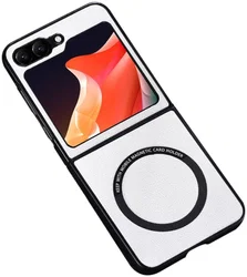 Samsung Galaxy Z Flip 5 Hoesje MagSafe Kunstleer Back Cover Wit afbeelding
