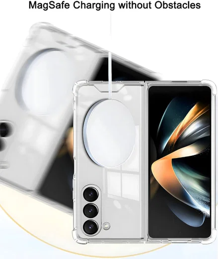 Samsung Galaxy Z Fold 5 Hoesje met MagSafe Back Cover Transparant afbeelding 2