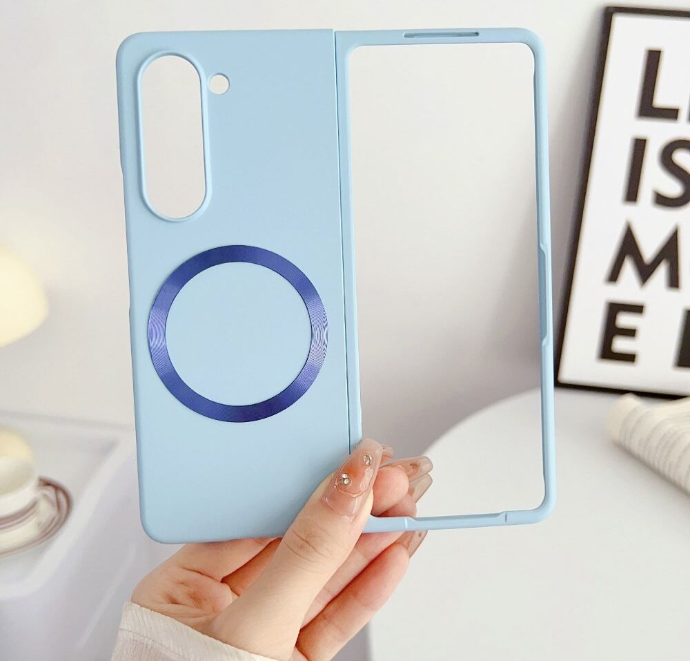 Samsung Galaxy Z Fold 5 Hoesje met MagSafe Back Cover Dun Blauw afbeelding 3