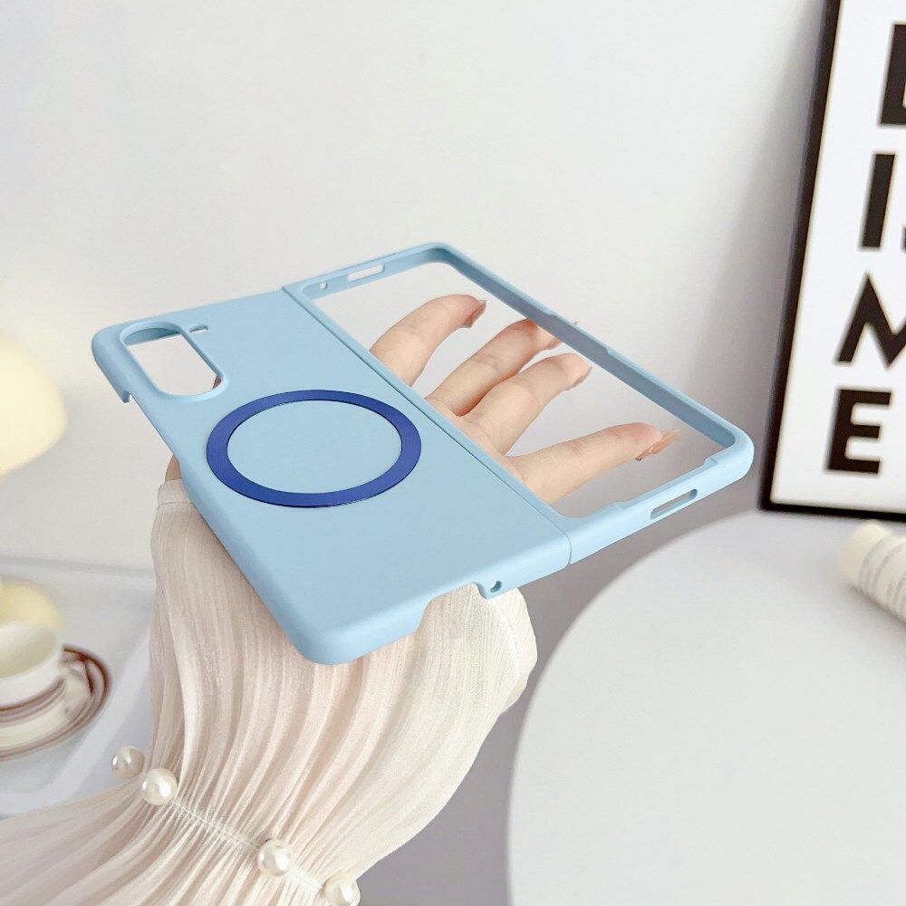 Samsung Galaxy Z Fold 5 Hoesje met MagSafe Back Cover Dun Blauw afbeelding 5