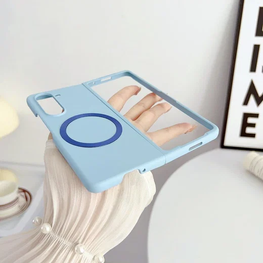 Samsung Galaxy Z Fold 5 Hoesje met MagSafe Back Cover Dun Blauw afbeelding 5