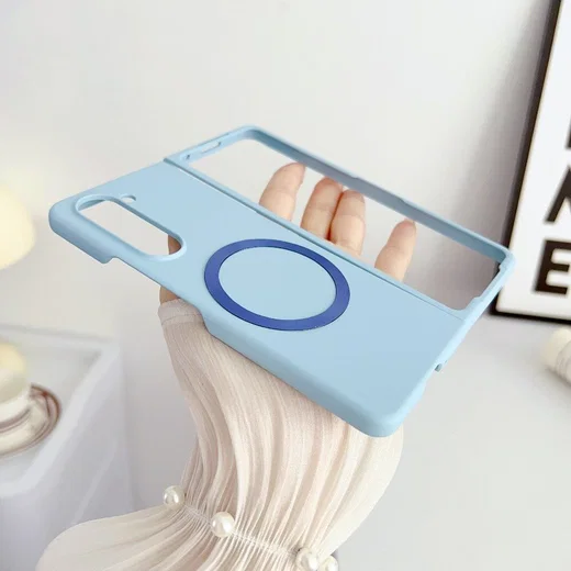Samsung Galaxy Z Fold 5 Hoesje met MagSafe Back Cover Dun Blauw afbeelding 6