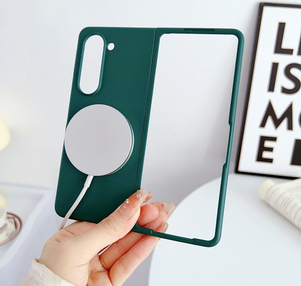 Samsung Galaxy Z Fold 5 Hoesje met MagSafe Back Cover Dun Groen afbeelding 2