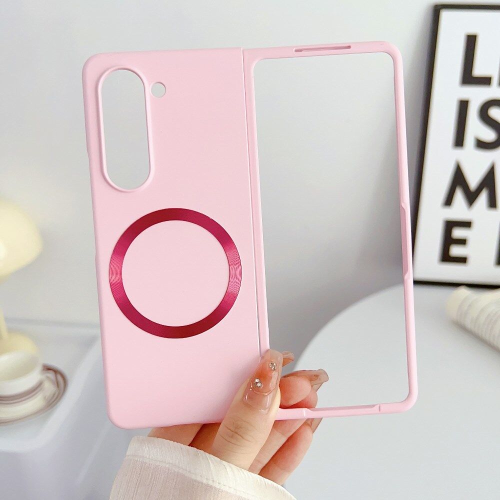 Samsung Galaxy Z Fold 5 Hoesje met MagSafe Back Cover Dun Roze afbeelding 2