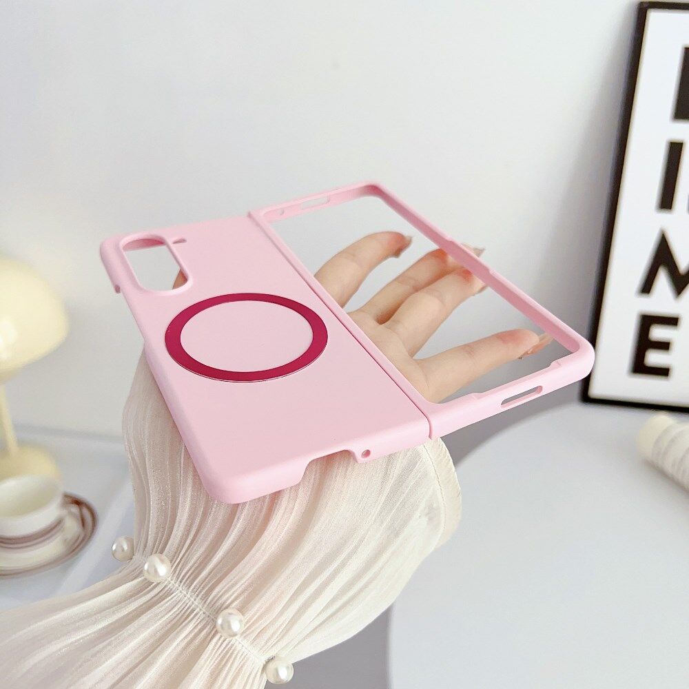Samsung Galaxy Z Fold 5 Hoesje met MagSafe Back Cover Dun Roze afbeelding 4