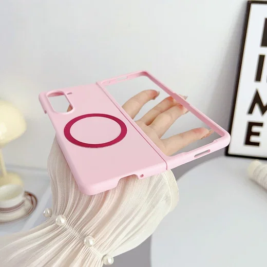 Samsung Galaxy Z Fold 5 Hoesje met MagSafe Back Cover Dun Roze afbeelding 4