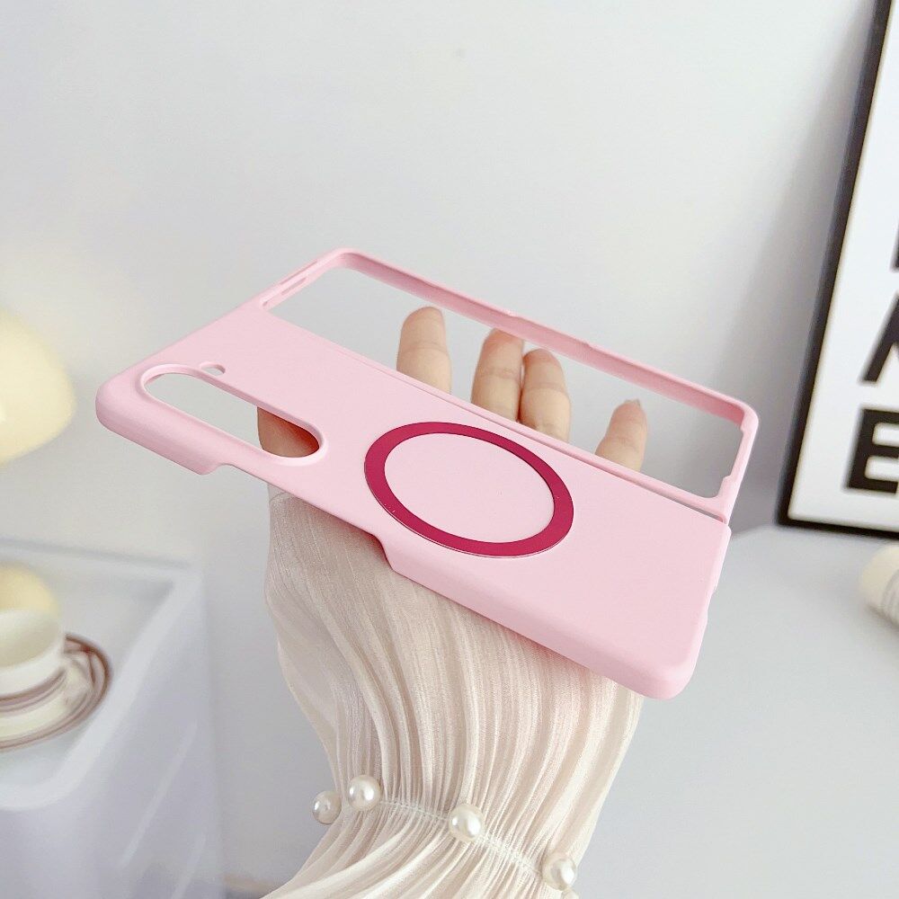 Samsung Galaxy Z Fold 5 Hoesje met MagSafe Back Cover Dun Roze afbeelding 5