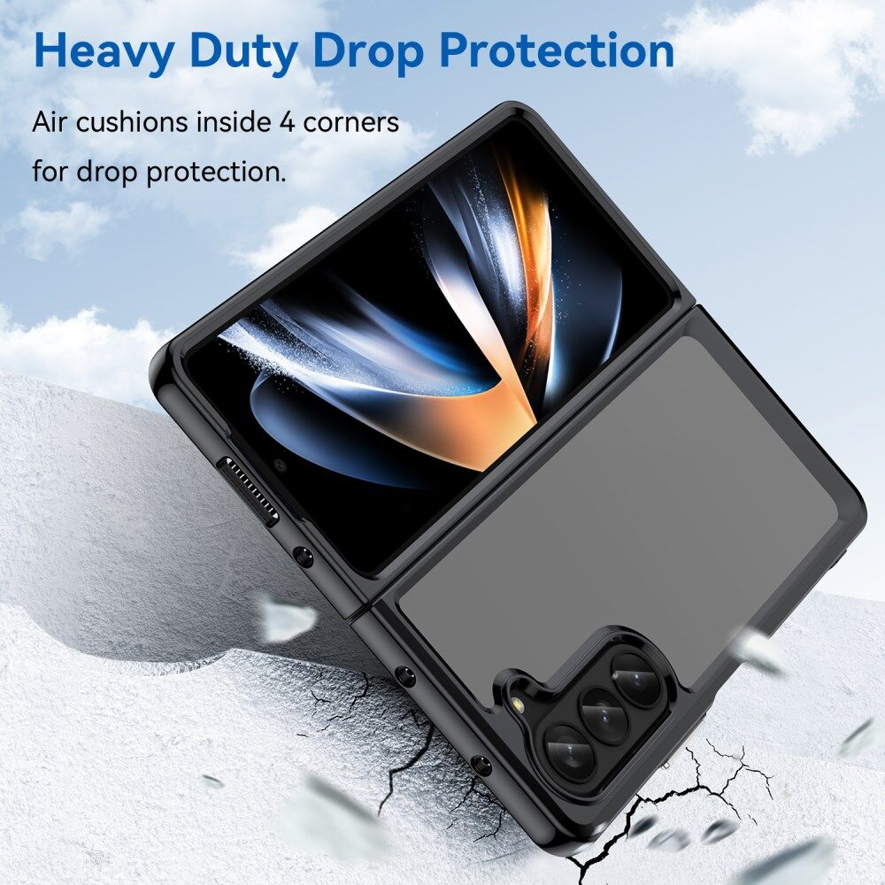 Samsung Galaxy Z Fold 5 Hoesje Acryl Back Cover Transparant Zwart afbeelding 2