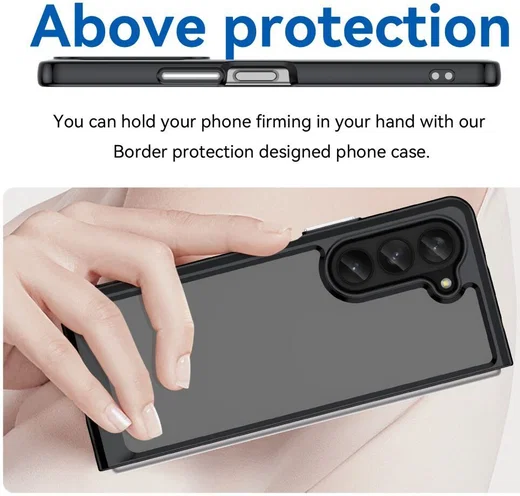 Samsung Galaxy Z Fold 5 Hoesje Acryl Back Cover Transparant Zwart afbeelding 3