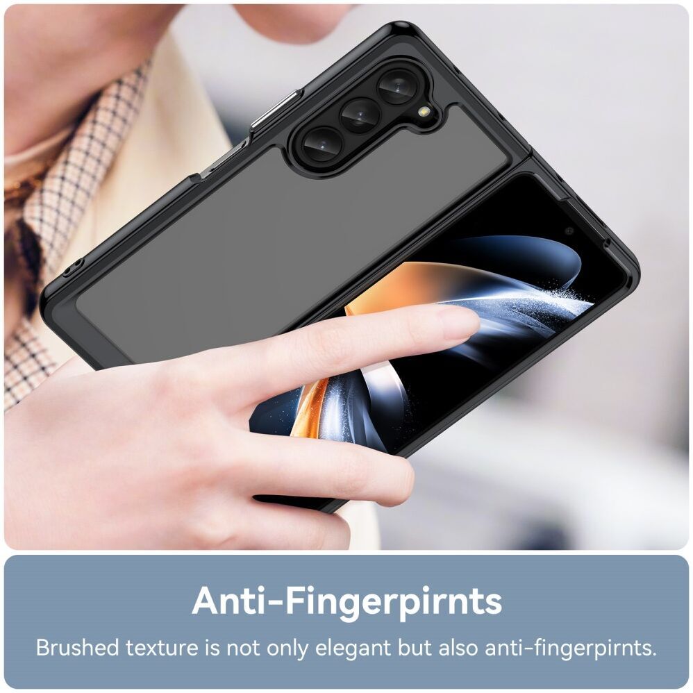 Samsung Galaxy Z Fold 5 Hoesje Acryl Back Cover Transparant Zwart afbeelding 4