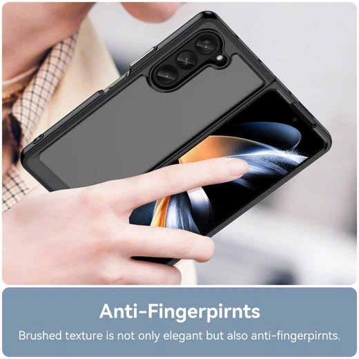 Samsung Galaxy Z Fold 5 Hoesje Acryl Back Cover Transparant Zwart afbeelding 4