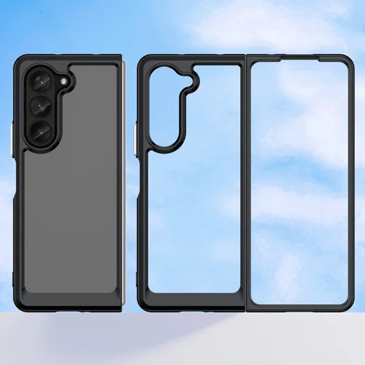 Samsung Galaxy Z Fold 5 Hoesje Acryl Back Cover Transparant Zwart afbeelding 9