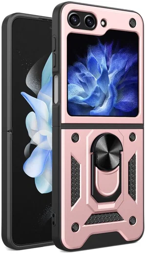 Samsung Galaxy Z Flip 5 Hoesje Magnetische Kickstand Back Cover Roze afbeelding 1