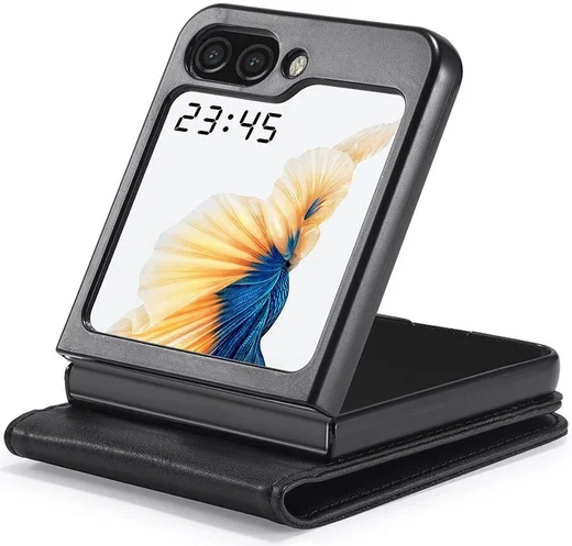 LC.IMEEKE Samsung Galaxy Z Flip 5 Hoesje Wallet Book Case Zwart afbeelding 3