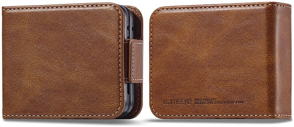 LC.IMEEKE Samsung Galaxy Z Flip 5 Hoesje Wallet Book Case Bruin afbeelding 4