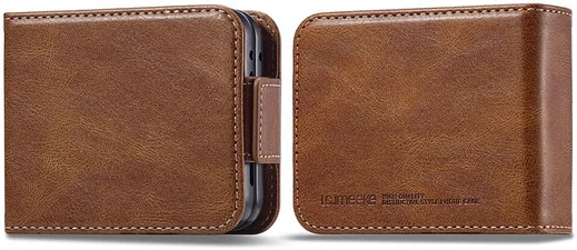 LC.IMEEKE Samsung Galaxy Z Flip 5 Hoesje Wallet Book Case Bruin afbeelding 4
