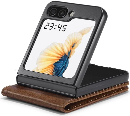 LC.IMEEKE Samsung Galaxy Z Flip 5 Hoesje Wallet Book Case Bruin afbeelding 3