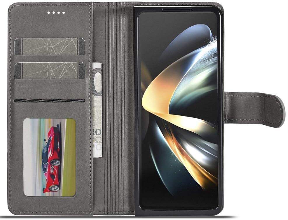 LC.IMEEKE Samsung Galaxy Z Fold 5 Hoesje Portemonnee Book Case Grijs afbeelding 1