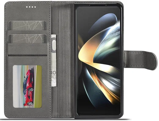 LC.IMEEKE Samsung Galaxy Z Fold 5 Hoesje Portemonnee Book Case Grijs afbeelding 1