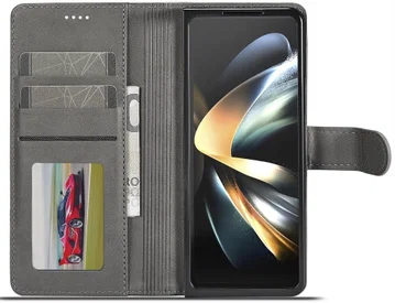 LC.IMEEKE Samsung Galaxy Z Fold 5 Hoesje Portemonnee Book Case Grijs