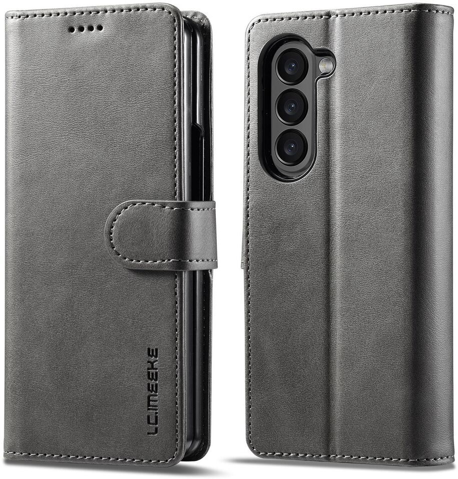 LC.IMEEKE Samsung Galaxy Z Fold 5 Hoesje Portemonnee Book Case Grijs afbeelding 2