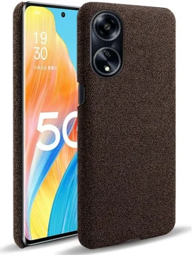 Oppo A98 Hoesje met Stoffen Afwerking Back Cover Bruin