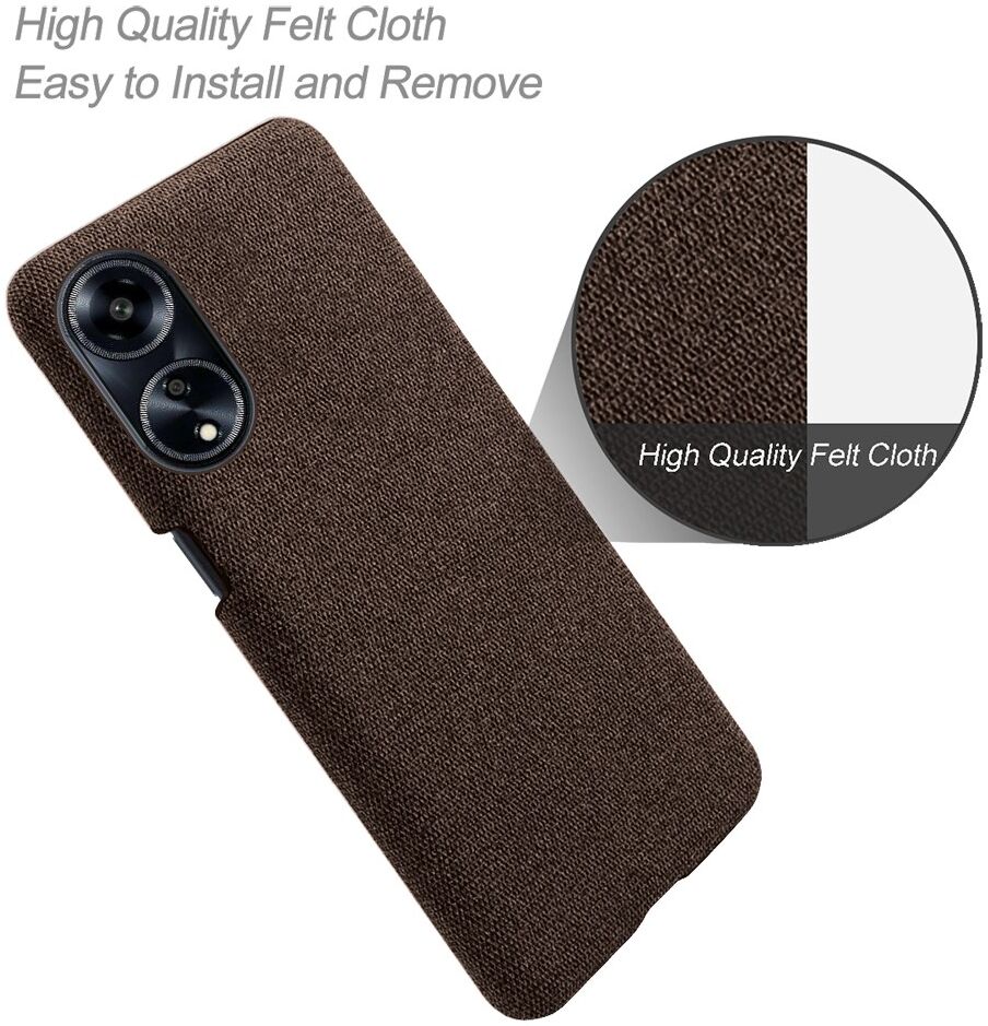Oppo A98 Hoesje met Stoffen Afwerking Back Cover Bruin afbeelding 3