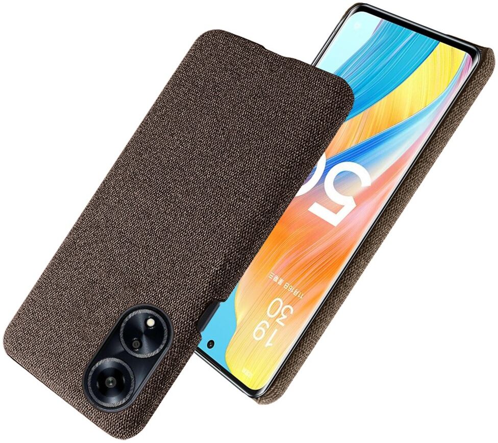 Oppo A98 Hoesje met Stoffen Afwerking Back Cover Bruin afbeelding 5
