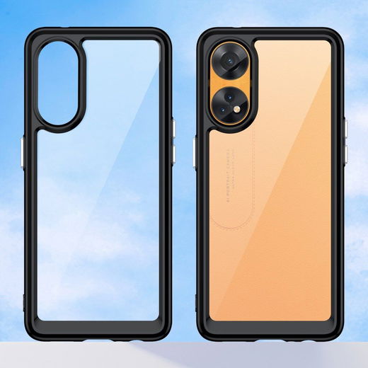Oppo Reno8 T Hoesje Acryl Back Cover Zwart afbeelding 2
