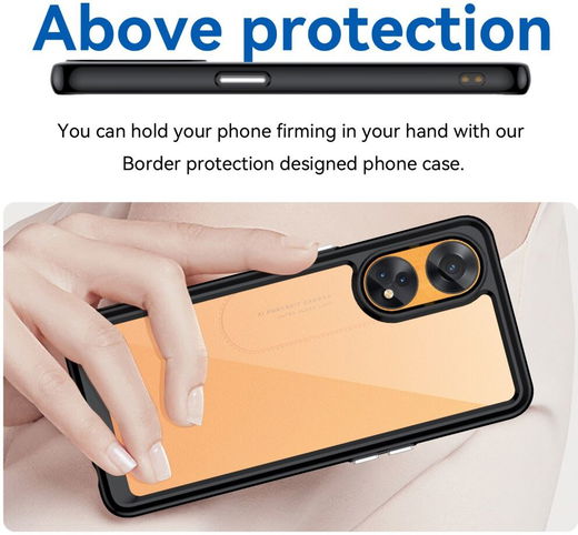 Oppo Reno8 T Hoesje Acryl Back Cover Zwart afbeelding 4