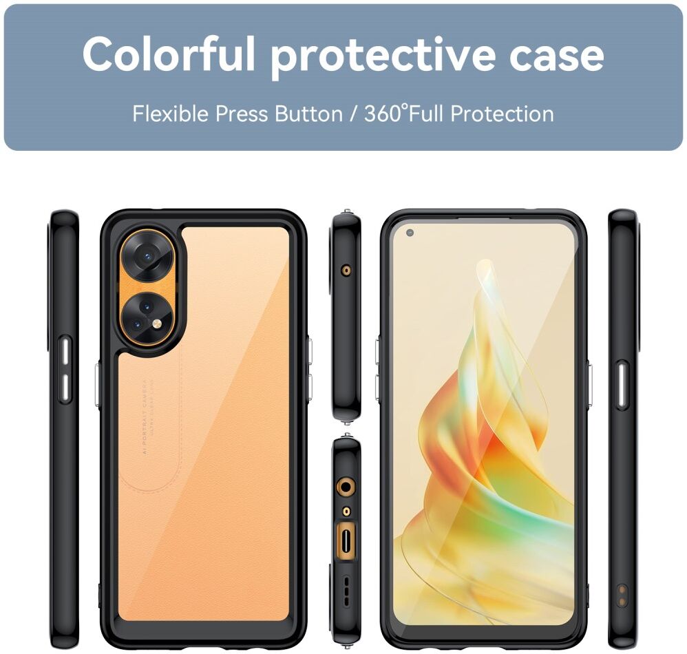 Oppo Reno8 T Hoesje Acryl Back Cover Zwart afbeelding 8