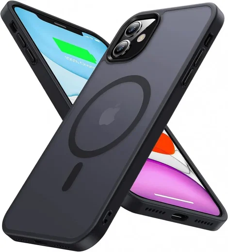 Apple iPhone 11 Hoesje met MagSafe Back Cover Matte Zwart afbeelding 1