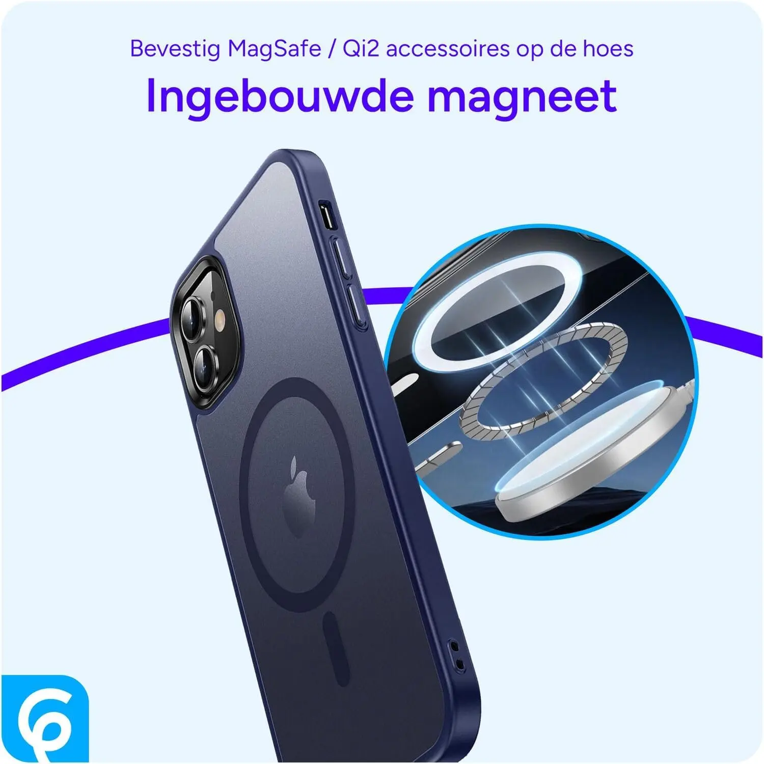 Apple iPhone 11 Hoesje met MagSafe Back Cover Matte Blauw afbeelding 5