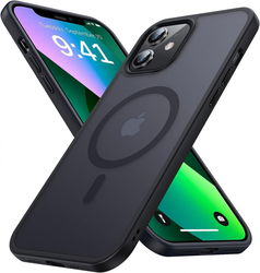 Apple iPhone 12 / 12 Pro Hoesje met MagSafe Matte Back Cover Zwart afbeelding