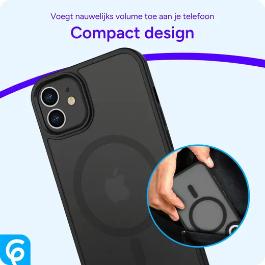 Apple iPhone 12 / 12 Pro Hoesje met MagSafe Matte Back Cover Zwart afbeelding 6