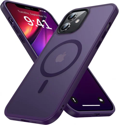 Apple iPhone 12 / 12 Pro Hoesje met MagSafe Matte Back Cover Paars afbeelding 1