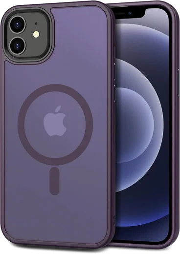 Apple iPhone 12 / 12 Pro Hoesje met MagSafe Matte Back Cover Paars afbeelding 2
