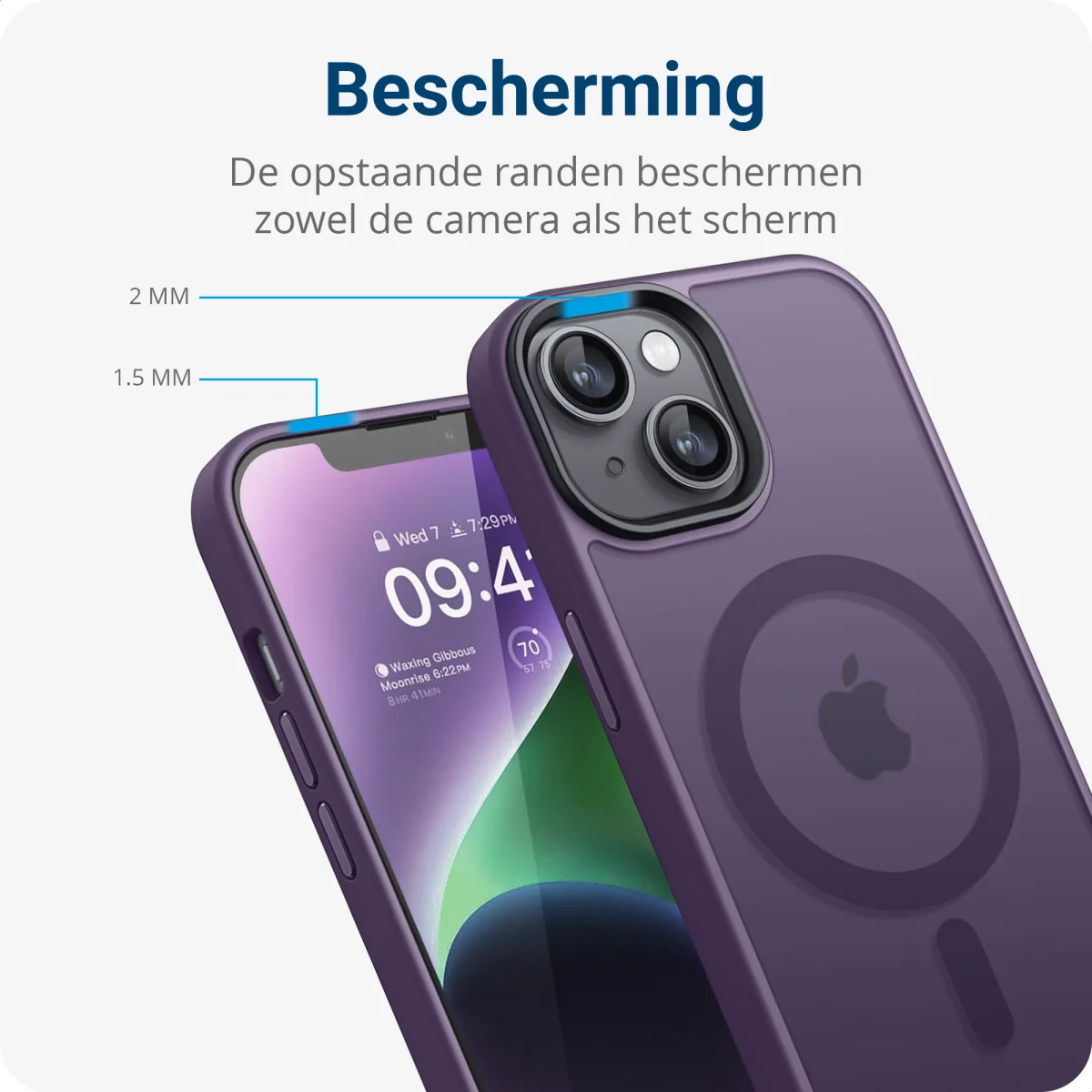 Apple iPhone 12 / 12 Pro Hoesje met MagSafe Matte Back Cover Paars afbeelding 10