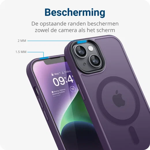 Apple iPhone 12 / 12 Pro Hoesje met MagSafe Matte Back Cover Paars afbeelding 10