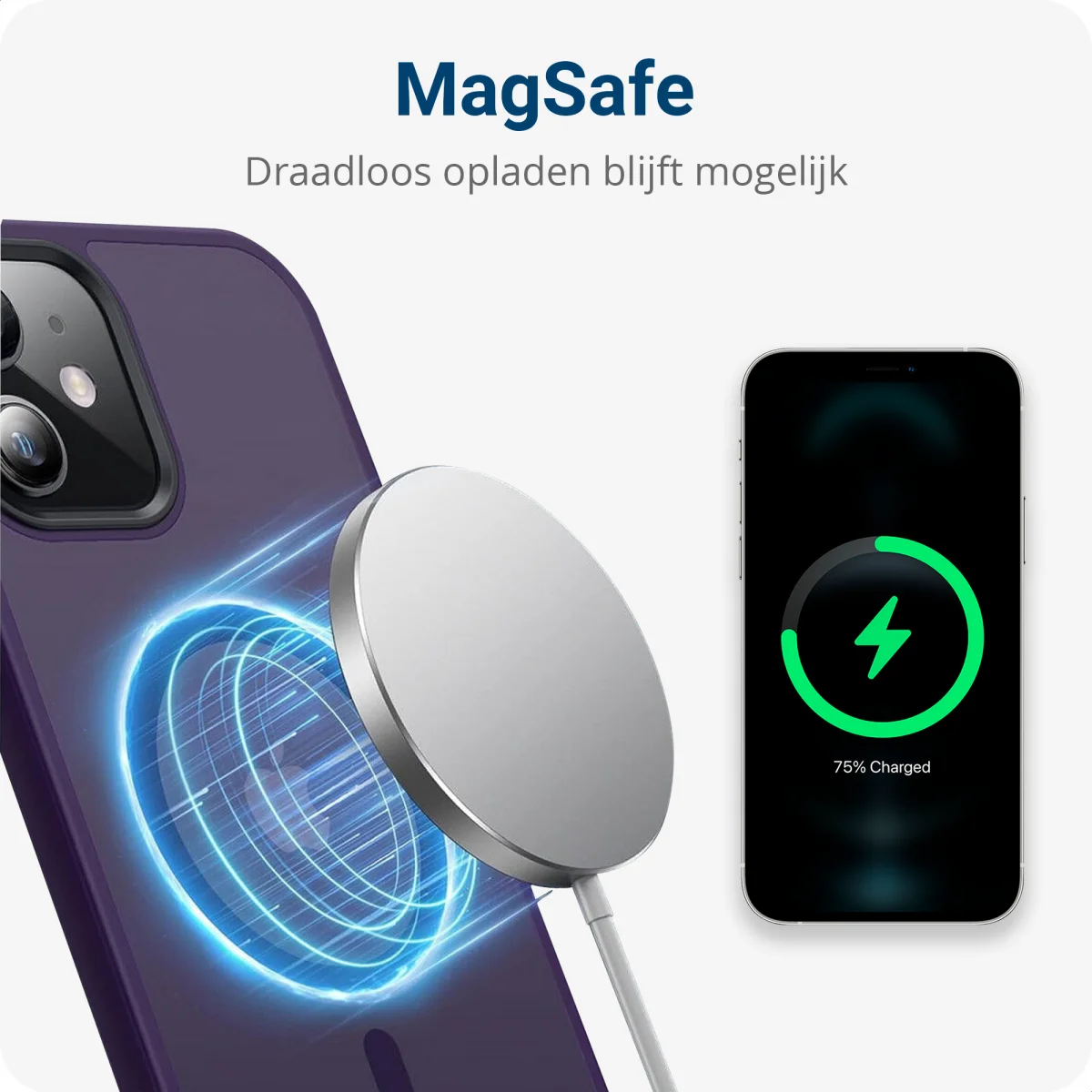 Apple iPhone 12 / 12 Pro Hoesje met MagSafe Matte Back Cover Paars afbeelding 7