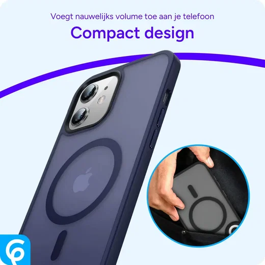 iPhone 12/ 12 Pro MagSafe Hoesje Blauw - Matte Back Cover met Magneet afbeelding 8