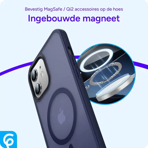 iPhone 12/ 12 Pro MagSafe Hoesje Blauw - Matte Back Cover met Magneet afbeelding 5